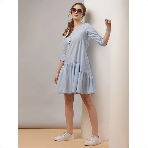 Washable Ladies Oversized Self Design Casual Dress