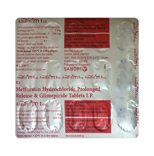 Metformin Hydrochloride Prolonged Release & Glimepiride Tablets I.P. 1 mg