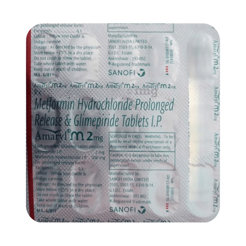 Metformin Hydrochloride Prolonged Release & Glimepiride Tablets I.P. 2 mg
