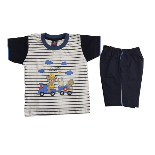 Washable Kids Striped Casual T-Shirt And Shorts Set