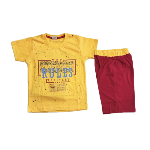 Kids Light Yellow T-Shirt and Red Shorts