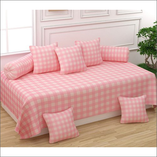 Check Cotton Diwan Bed Sheet Set