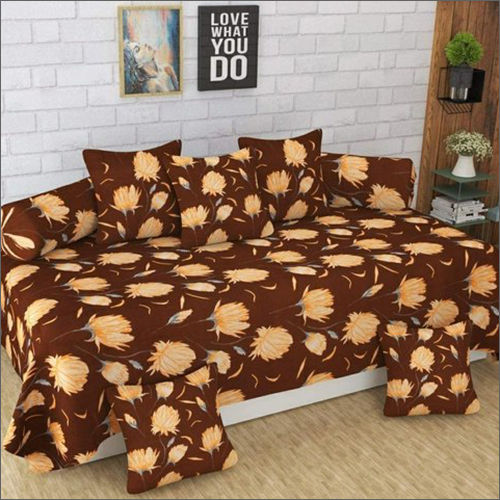 Washable Brown Cotton Diwan Bed Sheet Set