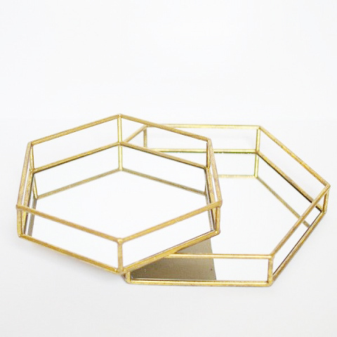 Gold Or Customize Color Decor Clear Glass Tray