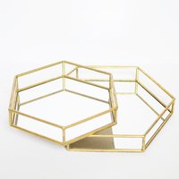 Decor Clear Glass Tray - 254x254x203.2 Mm, Handmade Glass With Polished Brass Accents, Easy To Clean, Perfect For Modern Home And Wedding Decor