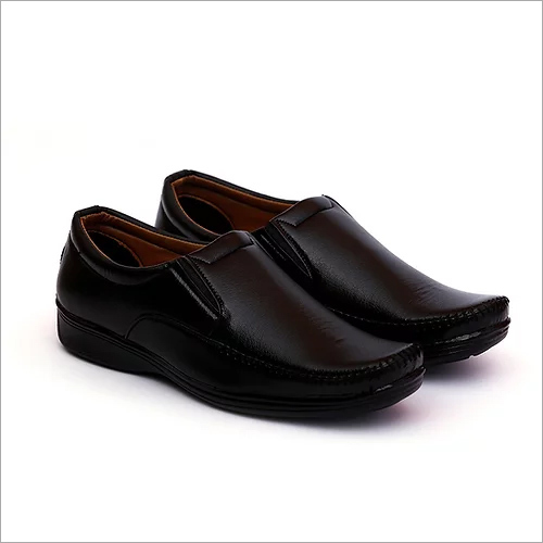 Mens Synthetic Leather Pull On Black Moccasins Formal Shoe Footwear