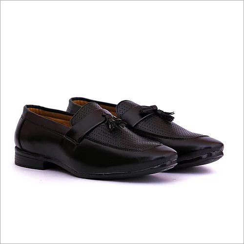 Men Faux Leather Slip On Tassel Black Moccasins Loafers Footwear
