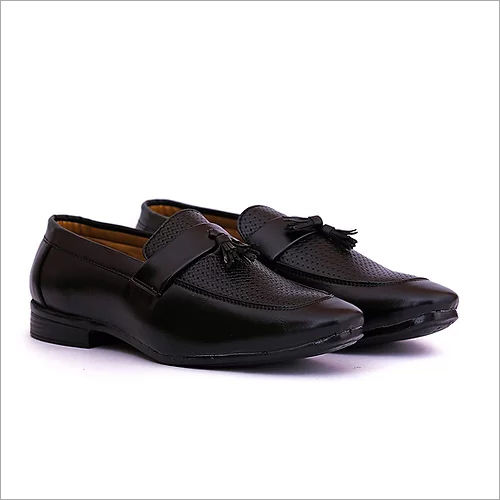 Mens Leather Slip On Black Loafers