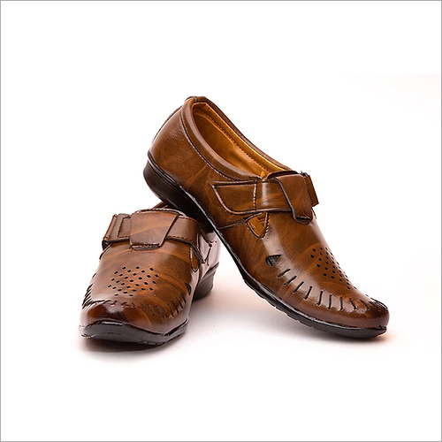 Mens Synthetic Leather Textured Brown Pull On Monkstrap Loafers Footwear