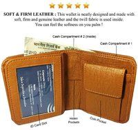 Mens Wallet PU Leather Tan Bi-Fold Gents Purse