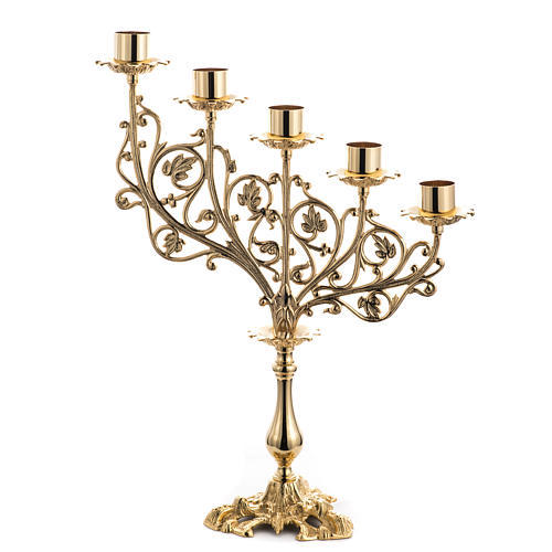 FULL ENGRAVED FIVE ARM CANDELABRA CHURCH SUPPLIES