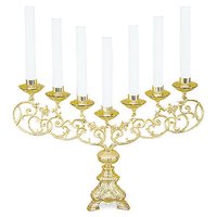FULL ENGRAVED FIVE ARM CANDELABRA CHURCH SUPPLIES