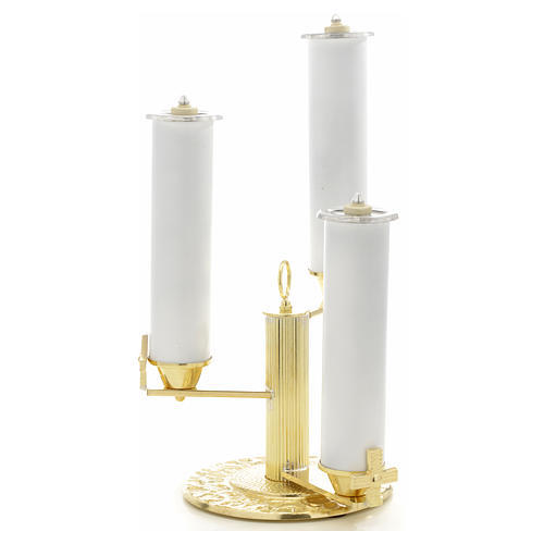 BRASS STEP UP CANDLE HOLDER IN THREE SIDES CHURCH SUPPLIES