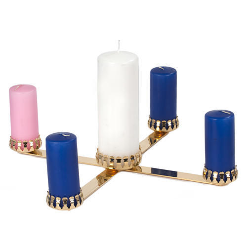 BRASS FIVE ARM UNIQUE STYLE CANDLE HOLDER CHURCH SUPPLIES