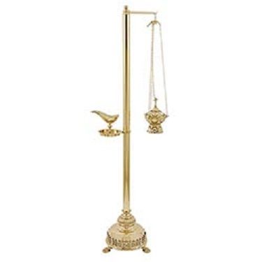 BRASS CHURCH CENSER BOAT AND CENSER WITH STAND CHURCH SUPPLIES