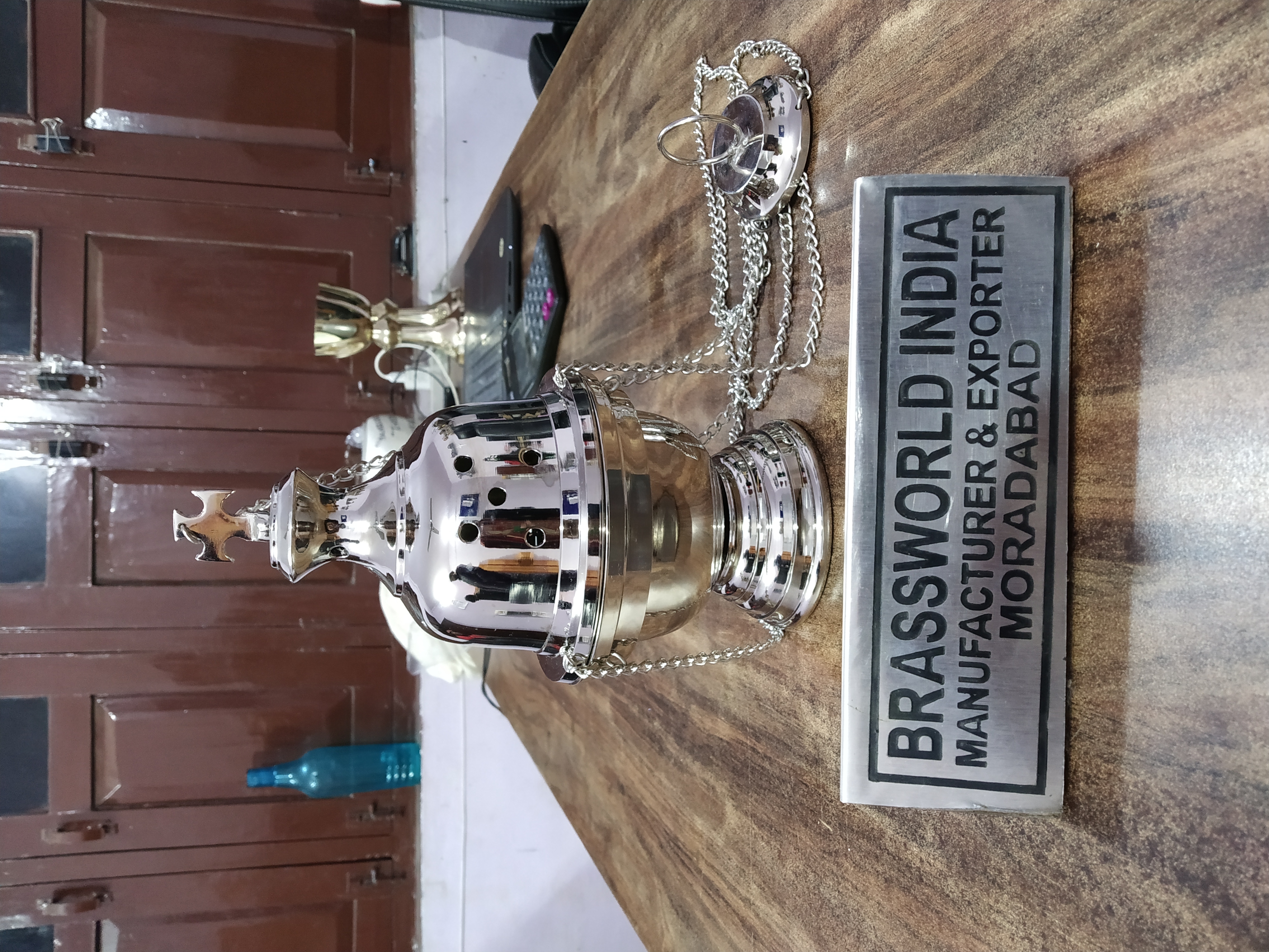BRASS CHURCH CENSER BOAT AND CENSER WITH STAND CHURCH SUPPLIES