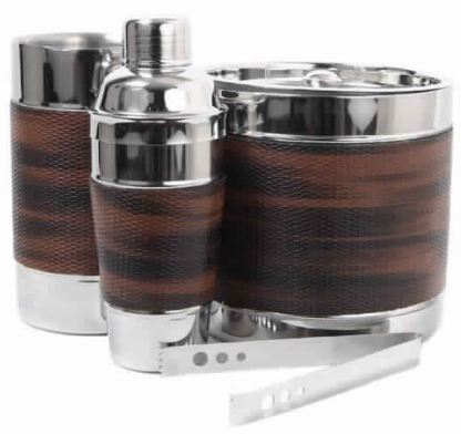 Stainless Steel Leather Bar Set