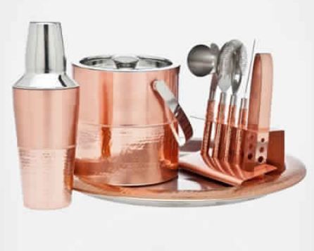 Copper Hammered Bar Set