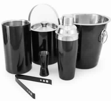 Six Pieces Stainless Steel Black Color Bar Set