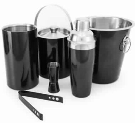 Stainless Steel Black Colored Bar Set