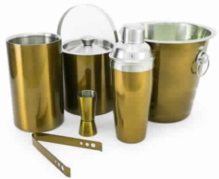 Stainless Steel Golden Colored Bar Set