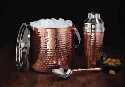 Stainless Steel Copper Hammered Bar Set