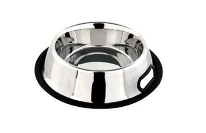 Stainless Steel Plain Belly Dog Bowl With Side Grip