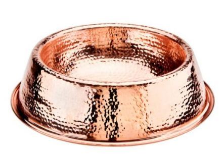 Copper Hammer Finish Dog Bowl