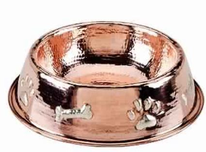 Copper Hammered Dog Bowl