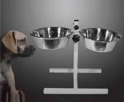 Stainless Steel Adjustable Stand Embossing Dog Bowl