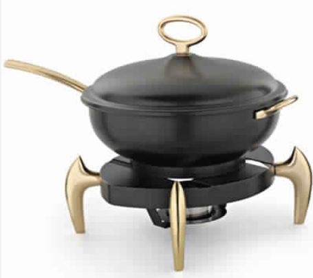 Black Wok Style Chafer with Smart Brass Legs