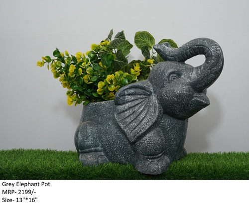 Grey Elephant Pot Use: Decoration