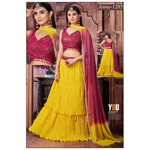 Net Crop Top With Gagra Lehngas