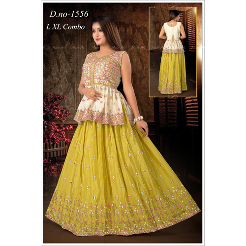 Fancy Net Crop Top With Gagra Lehngas