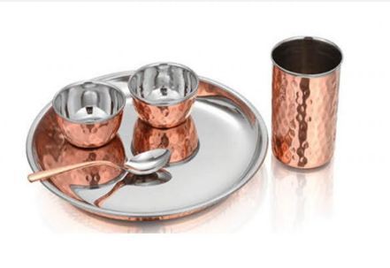 Stainless Steel Copper Hammer Finish Dinner Set 5 Pcs