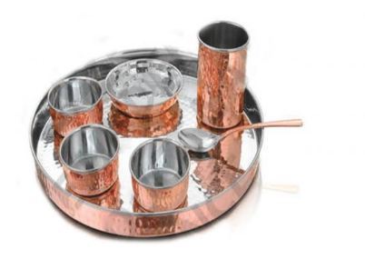 Stainless Steel Copper Hammer Finish Dinner Set 7 Pcs