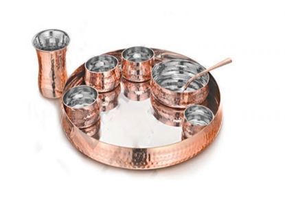 Stainless Steel Copper Hammer Finish Dinner Set 8 Pcs