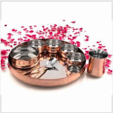 Stainless Steel And Copper Dinner Plate By KING INTERNATIONAL