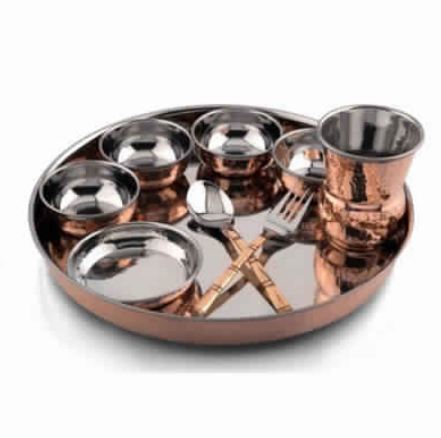 Stainless Steel And Copper Dinner Plate By KING INTERNATIONAL