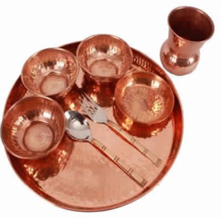 Ayurveda Handmade Pure Copper Traditional Kitchen Dinner Set 8 pcs