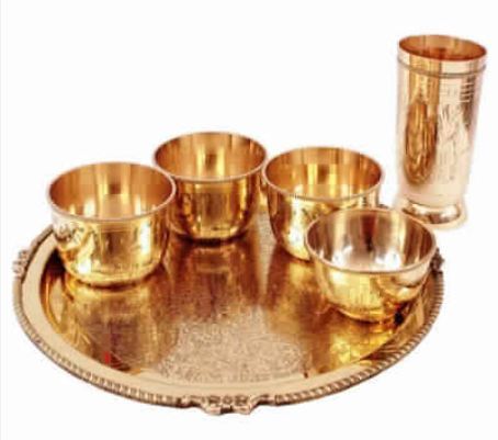 Brass 6 piece designer Muglai Style dinner set