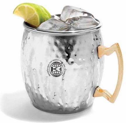 Stainless Steel Hammered Mule Mug With Brass Stand