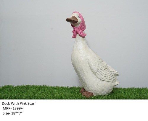 Duck With Pink Scarf Statue Dimensions: Decorative Items Inch (In)