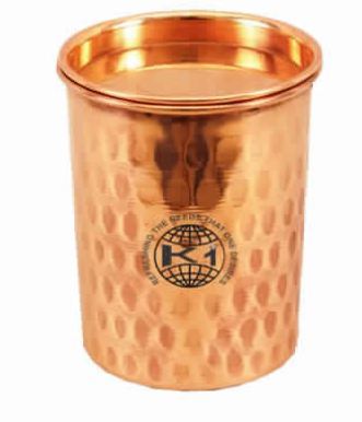 Pure Copper Hammered Glass Tumbler Cup With lid