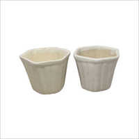 3H x 4D Hexa White Glass S Ceramic Pot