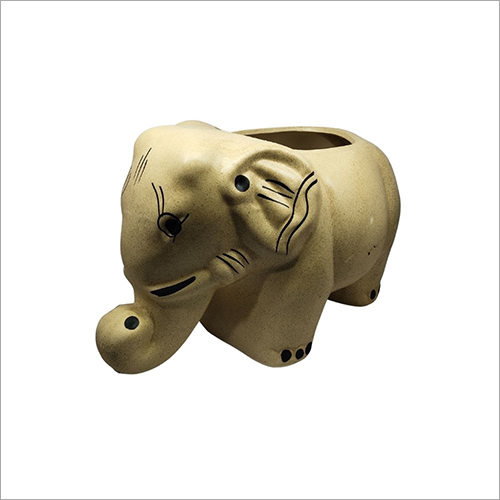 9.5H x 10.5D Mat Elephant L Ceramic Pot By KHURJA CERAMIC