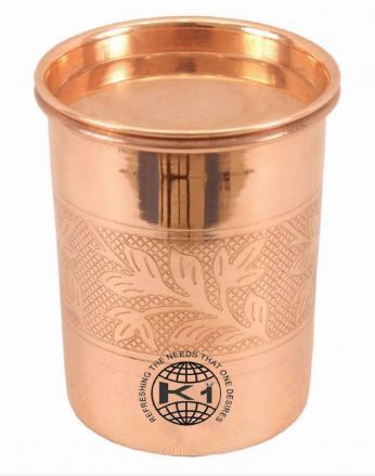 Pure Copper Embossed Glass Tumbler With Lid