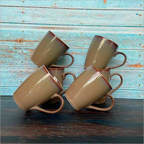 RS Brown Mug 6 Pieces Ceramic Cup By KHURJA CERAMIC