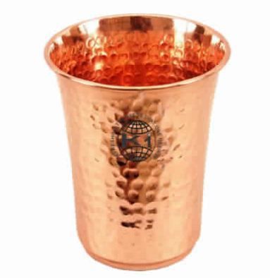 Pure Copper Hammered Curved Glass Tumbler Cupc