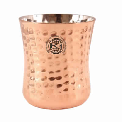 Steel Copper Hammered Glass Goblet